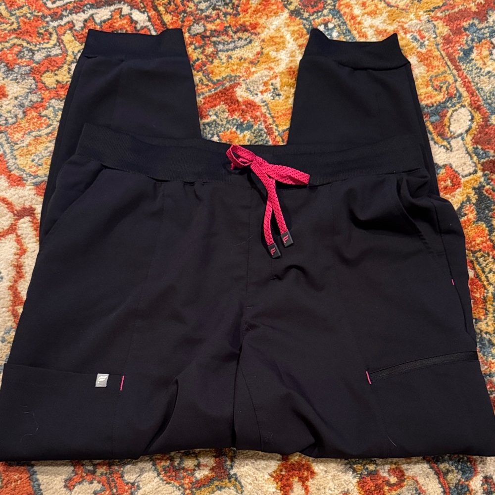 Fabletics Black Joggers with Pink Accents